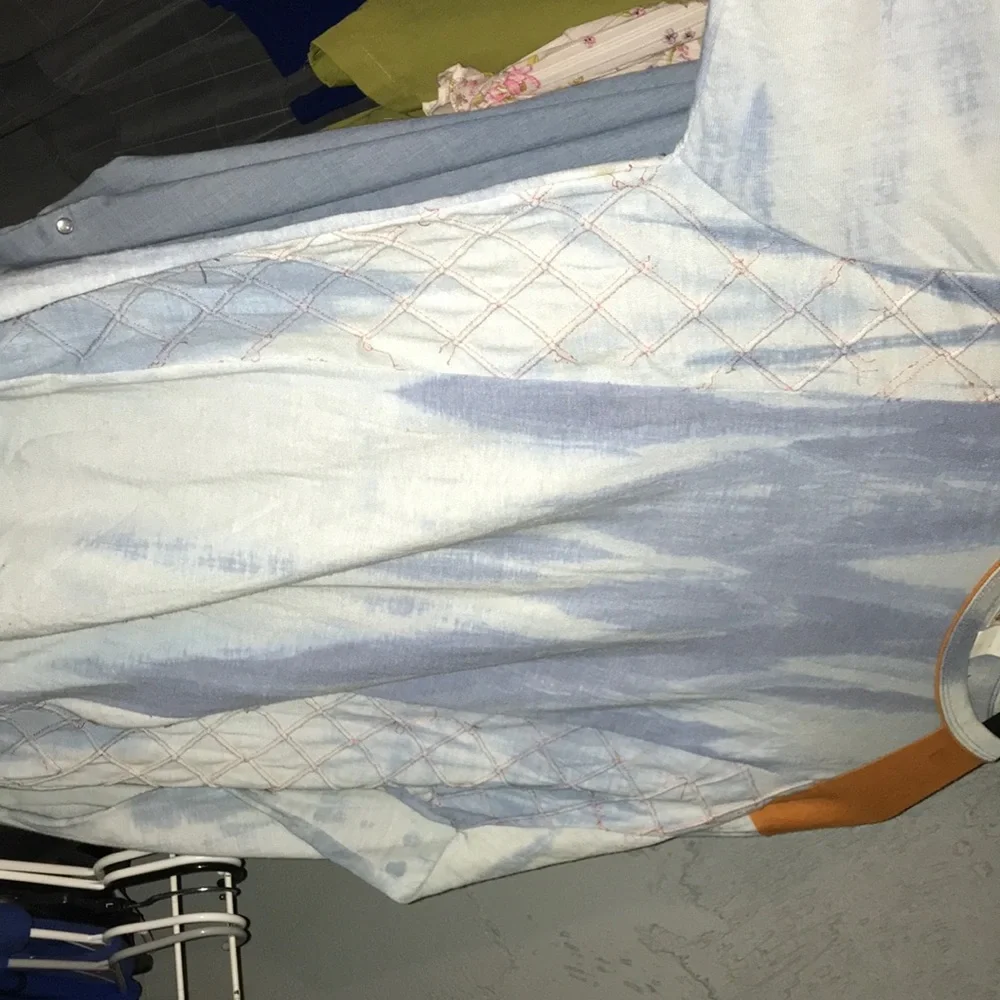 Blue and Orange Tie-Dye Long Sleeve Shirt - Picture 4 of 5